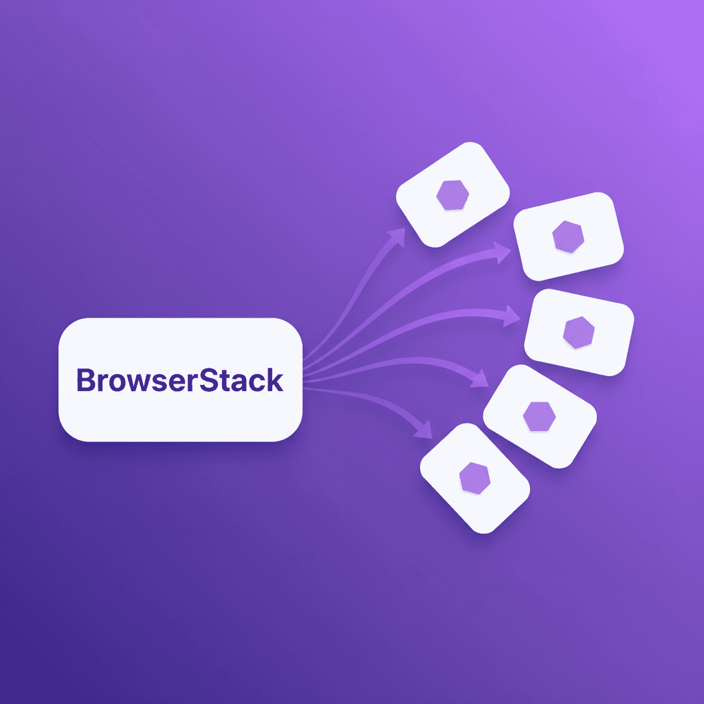 Migration fan-out diagram showing BrowserStack connected to 5 alternative testing tool cards