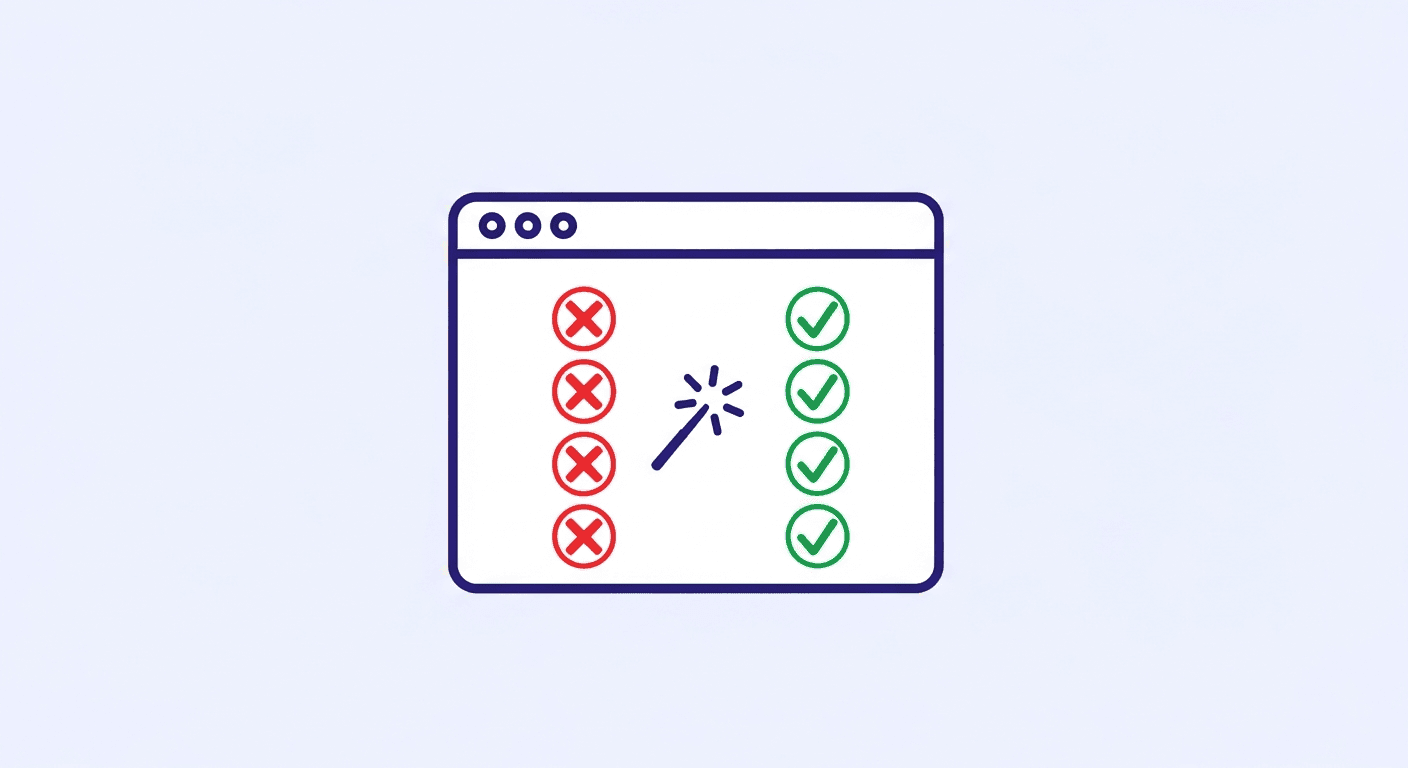 AI automatically healing broken E2E test results — red failures turning into green checkmarks