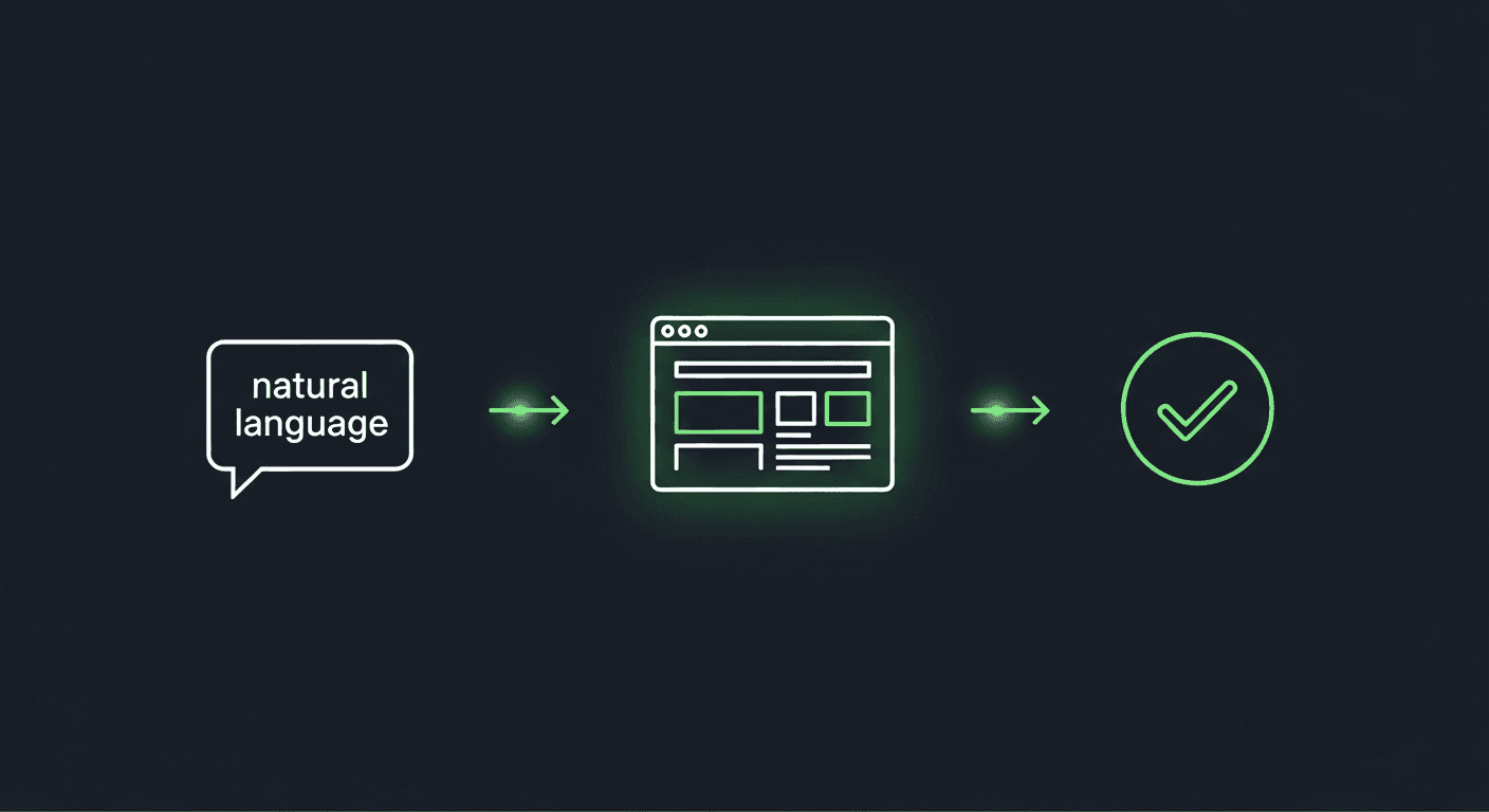 Codeless E2E testing workflow — natural language to browser test execution without code