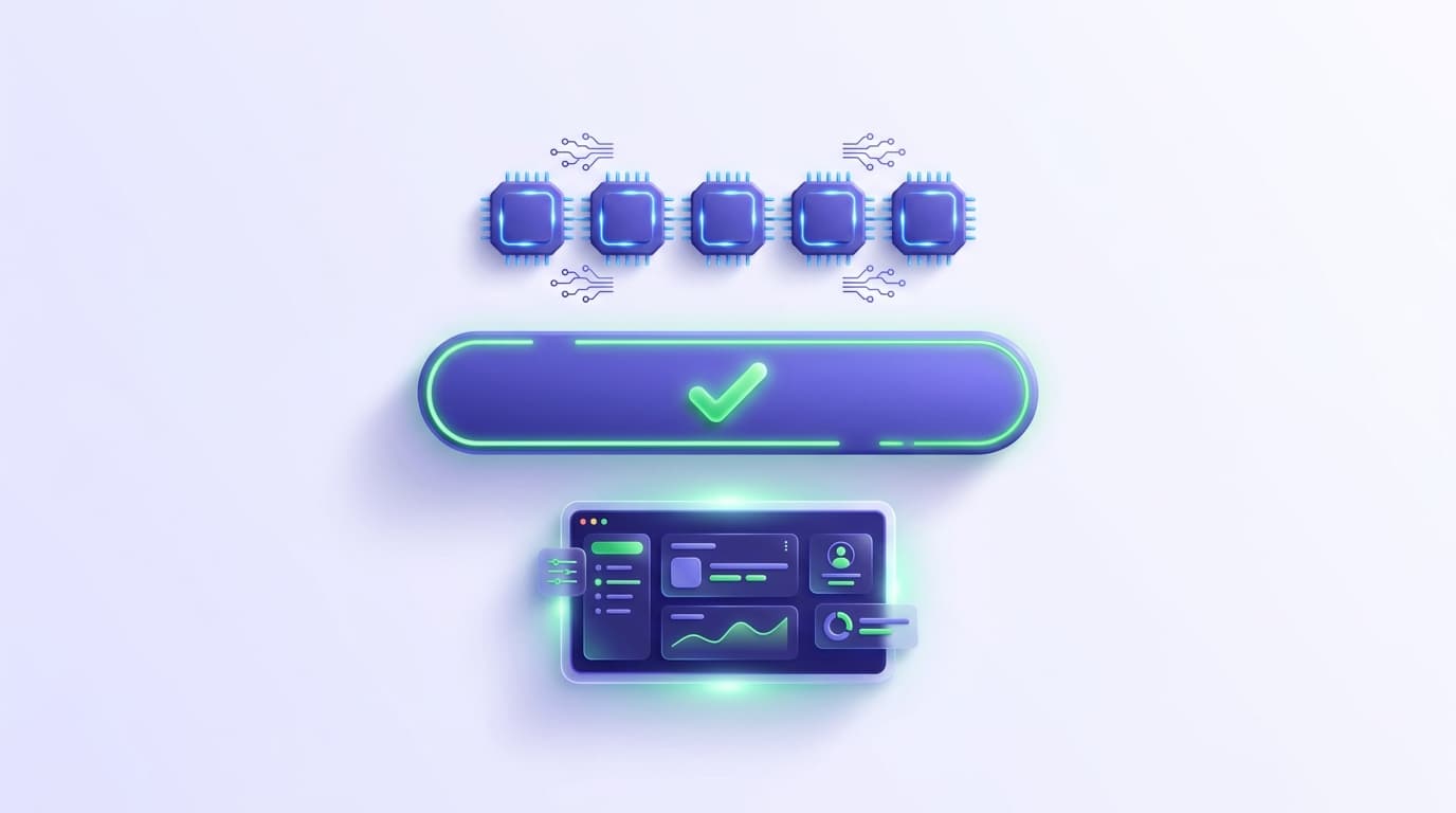 Illustrated Shiplight blog cover: a glossy verification layer bar sitting between a row of AI coding-agent chips above and a running app below, stamped with a green checkmark.