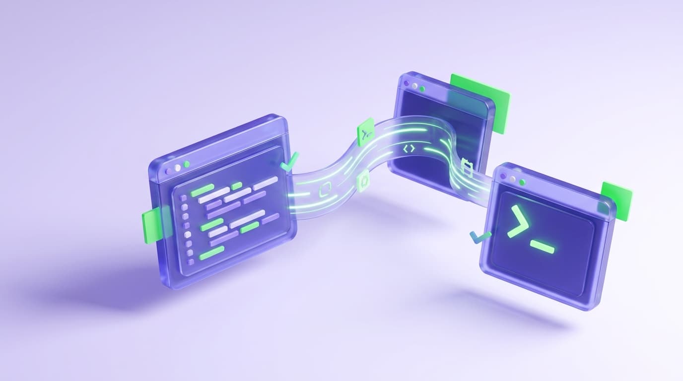 Illustrated Shiplight blog cover: a glossy code editor window and a terminal agent window sharing one codebase between them.