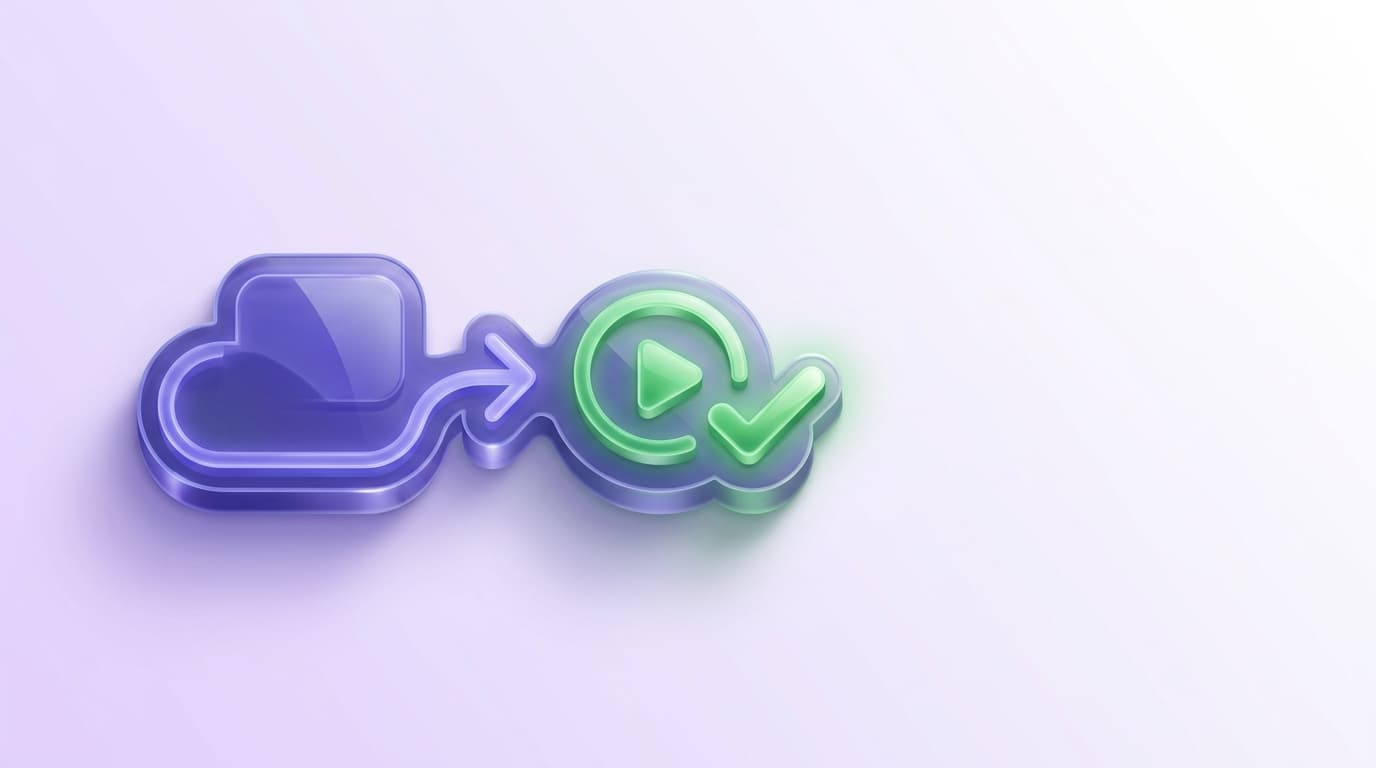 Illustrated Shiplight blog cover: a glossy plain-language intent statement transforming into an executable test with a play button and a green checkmark.