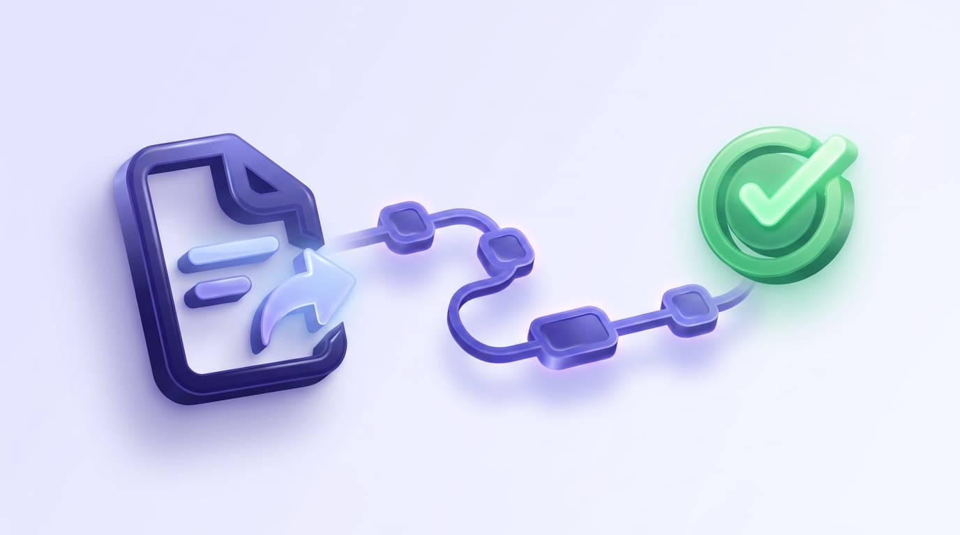 Illustrated Shiplight blog cover: a glossy intent statement at the front driving a smooth end-to-end test flow that ends in a green checkmark.