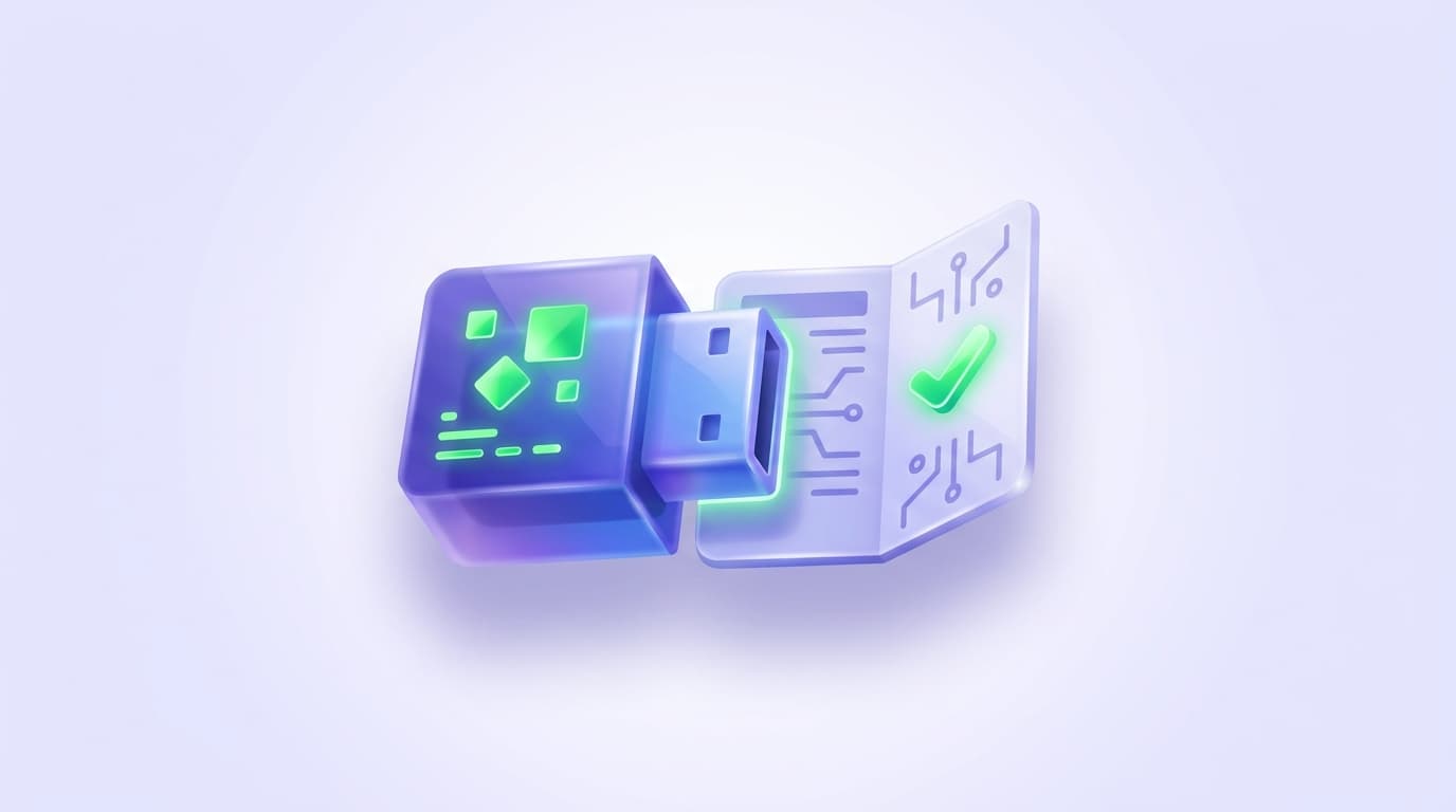 Illustrated Shiplight blog cover: a glossy protocol connector port labeled by shape on one side and an open instruction card on the other, the two clicking together into one complete agent capability.