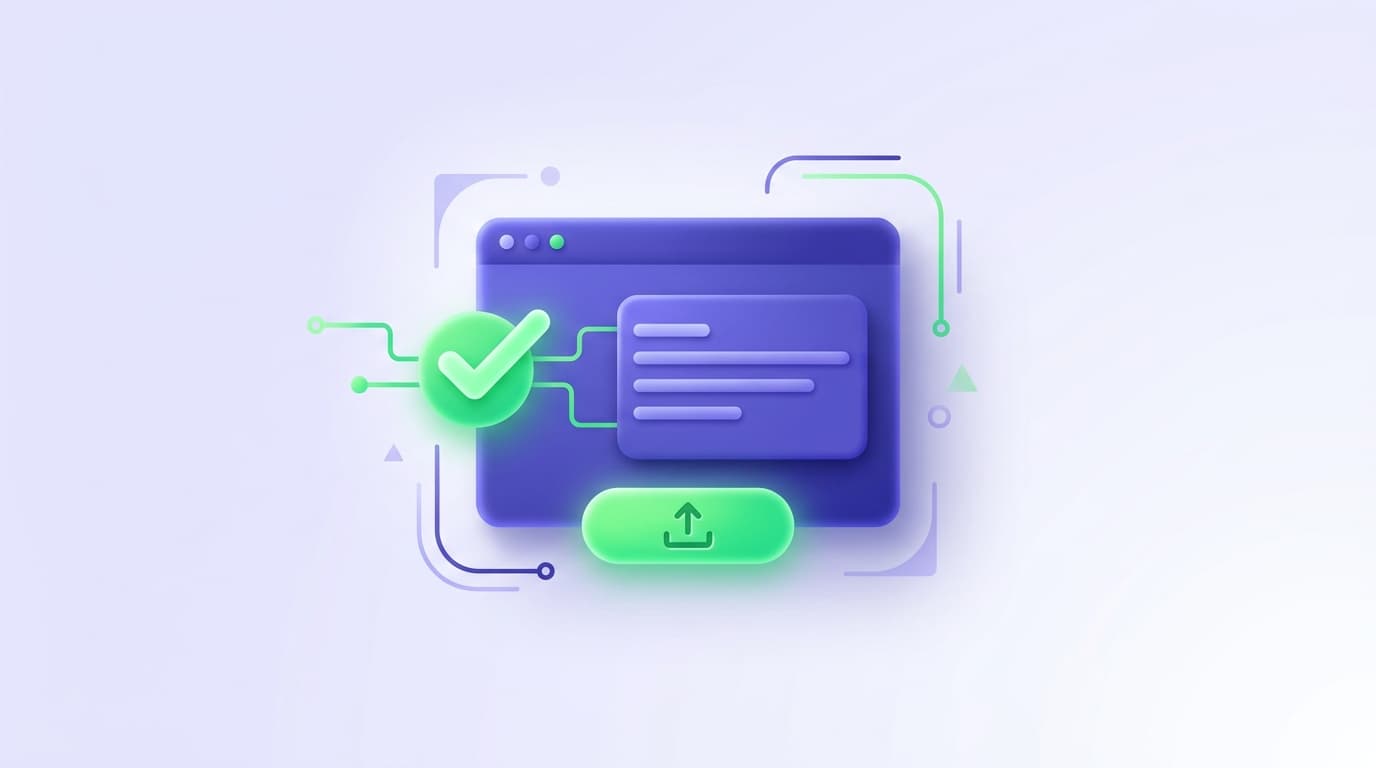 Illustrated Shiplight blog cover: a glossy pull-request window with a bright green verified end-to-end test attached and a ready-to-merge indicator.