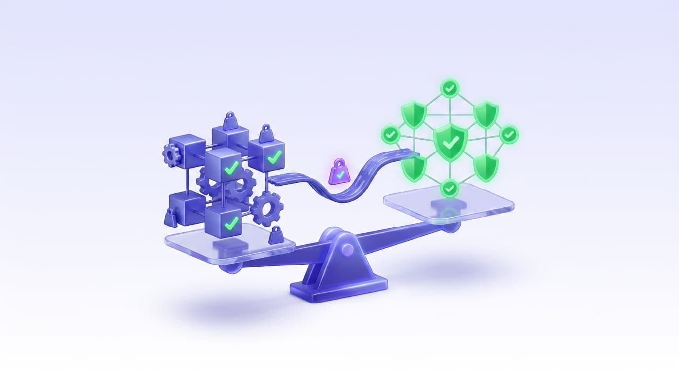 Illustrated Shiplight blog cover: a growing suite of automated checks with a maintenance weight attached, balanced against the coverage it provides.