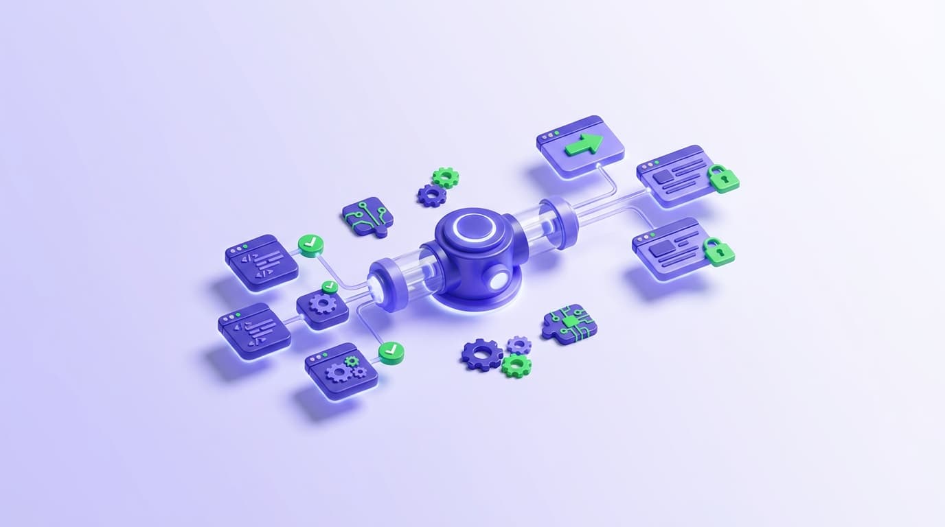 Illustrated Shiplight blog cover: a standards-based browser driver connecting many language clients to many browsers, with assembly pieces alongside.