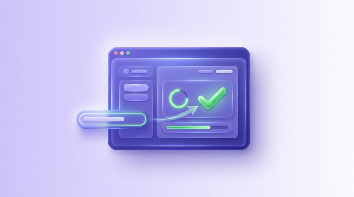 Illustrated Shiplight blog cover: a glossy AI-written UI change being verified inside a browser window with a bright green checkmark, from prompt to proof.